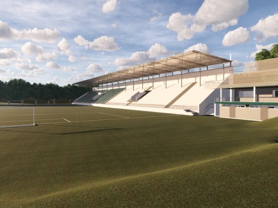 Konzeptstudie einer neuen Tribüne für ein Stadion im Kreis Herford.
