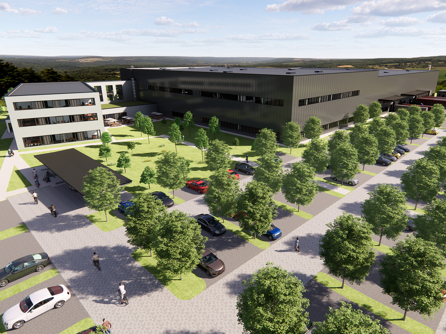 Neubau eines Produktionsgebäudes für Ixocon in Eschbach.